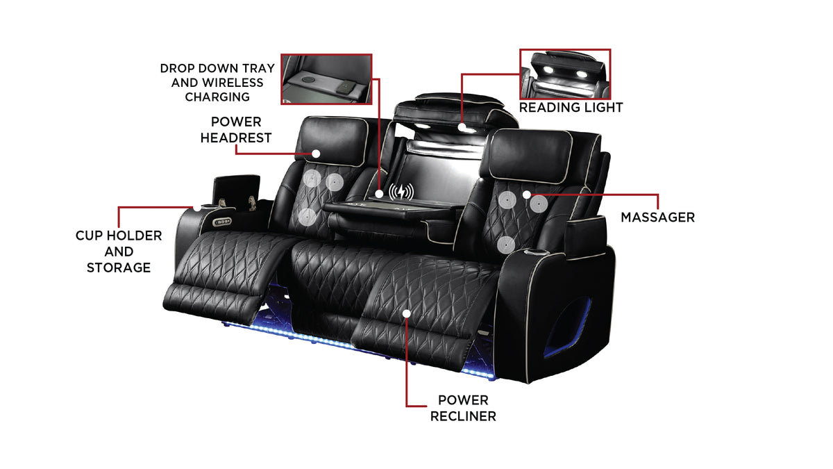 Fortessa Faux Leather Power Reclining Sofa, Loveseat & Chair Set