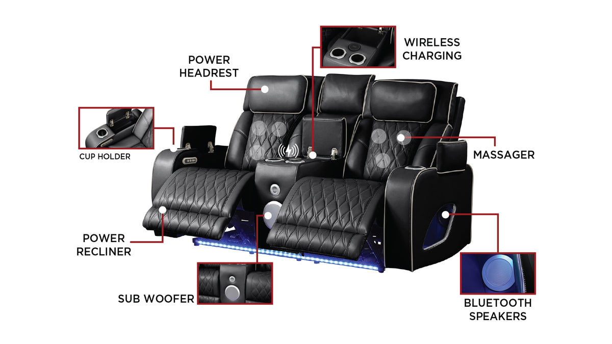 Fortessa Faux Leather Power Reclining Sofa, Loveseat & Chair Set