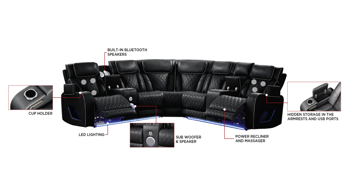 Fortessa Faux Leather Power Reclining Sectional Sofa