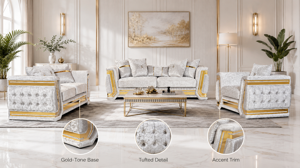 Otison Fabric Sofa, Loveseat & Chair Set