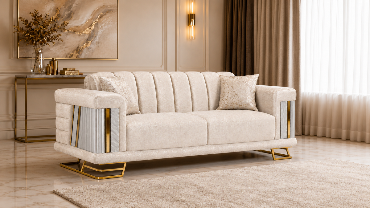 Percival Velvet Sofa, Loveseat & Chair Set