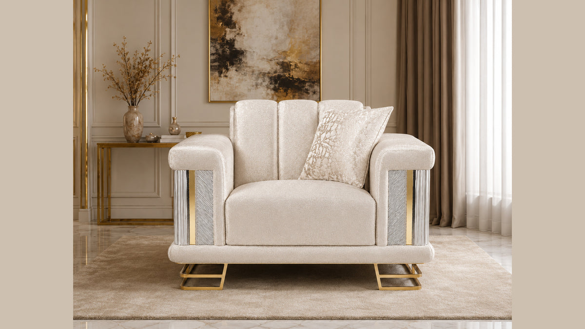 Percival Velvet Sofa, Loveseat & Chair Set