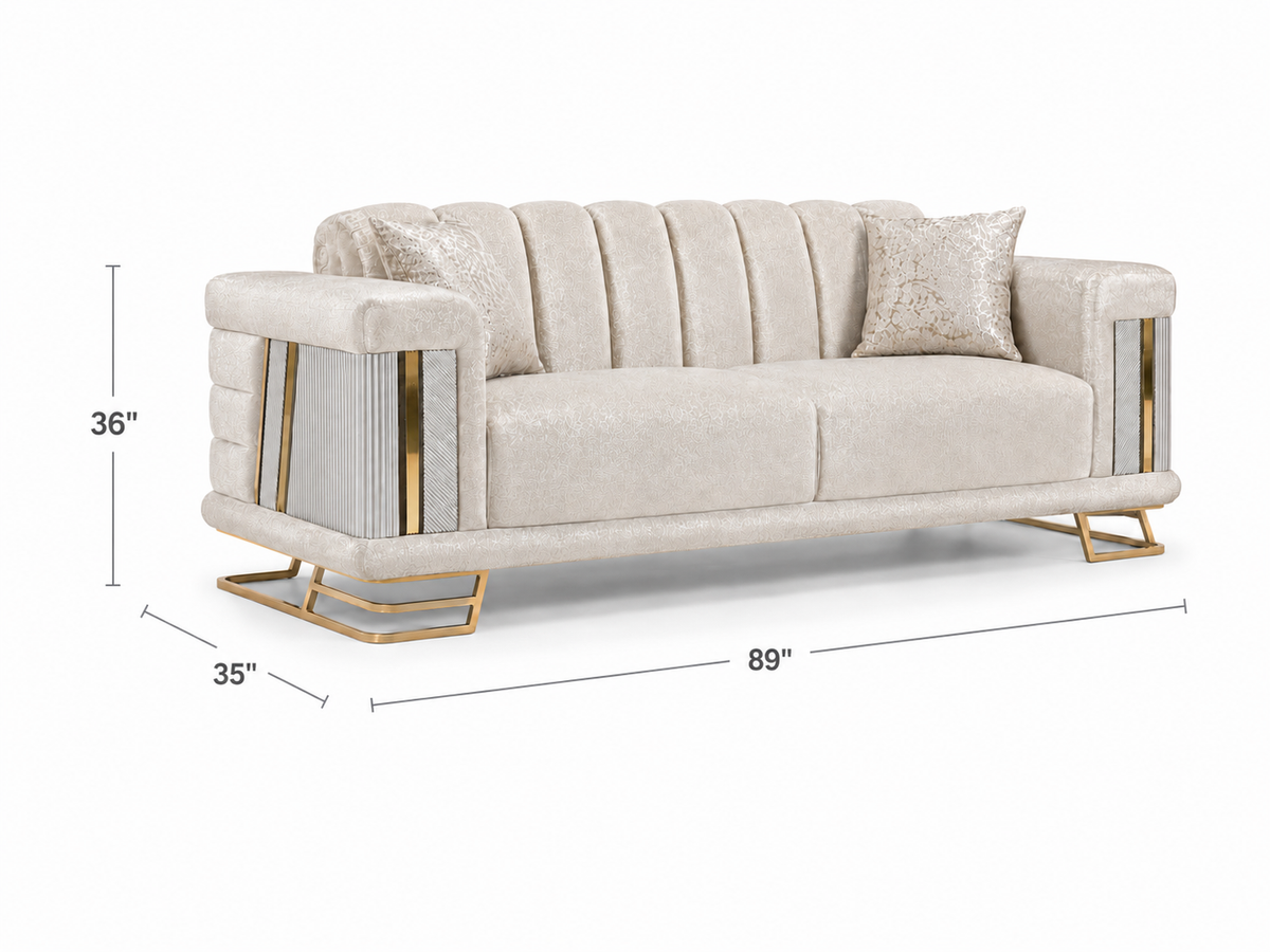 Percival Velvet Sofa, Loveseat & Chair Set