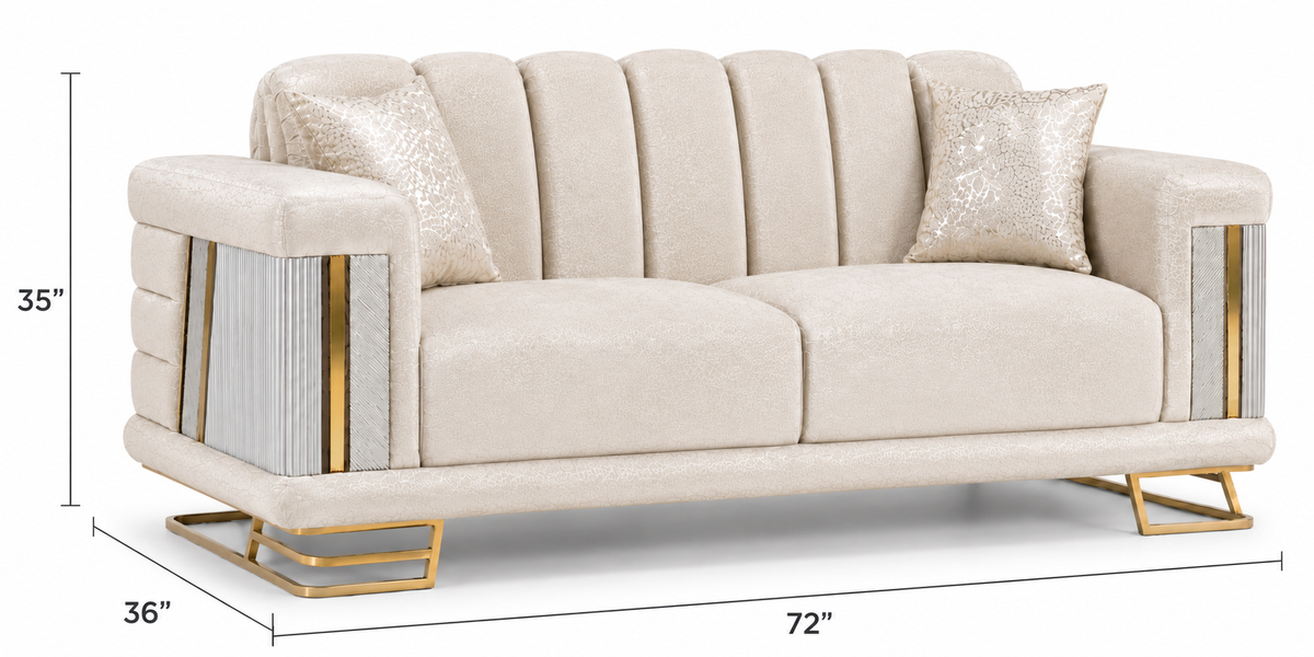 Percival Velvet Sofa, Loveseat & Chair Set