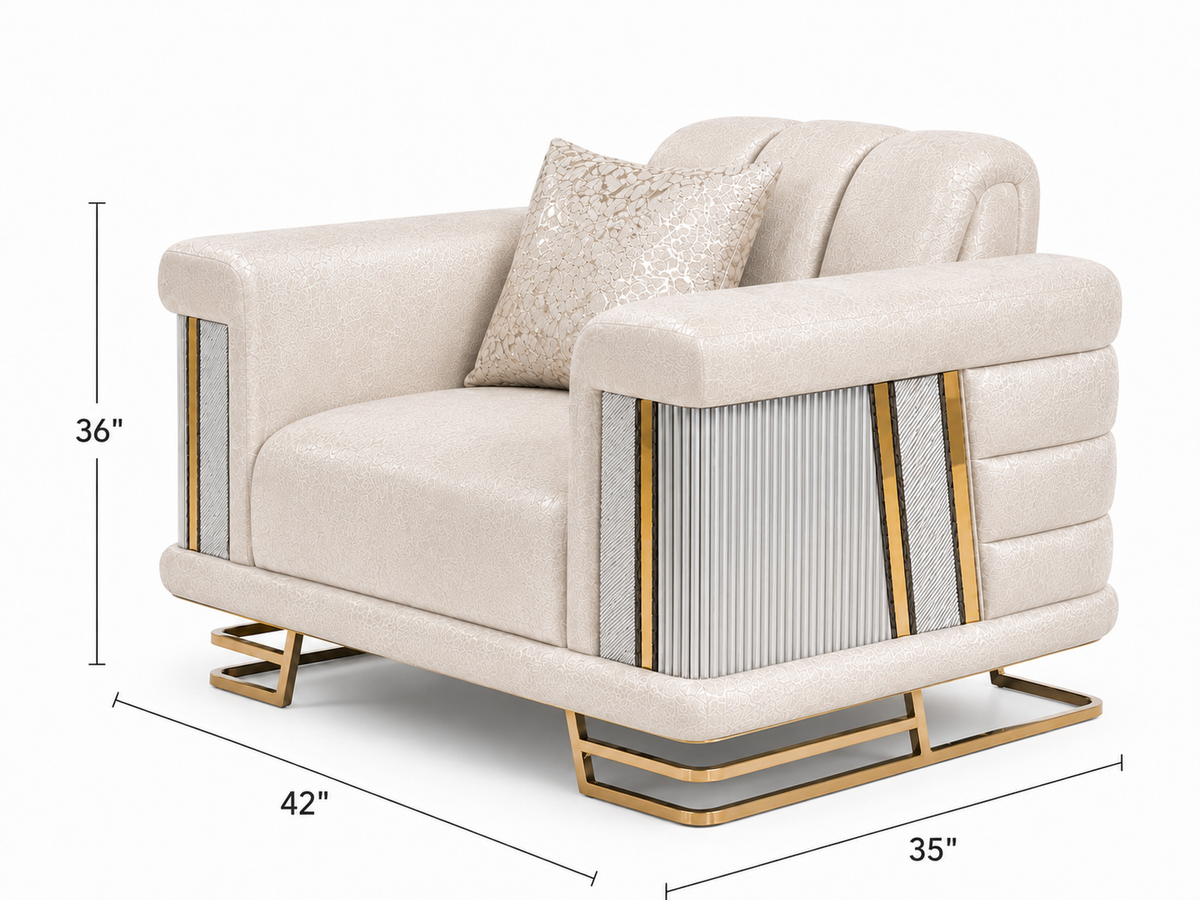 Percival Velvet Sofa, Loveseat & Chair Set