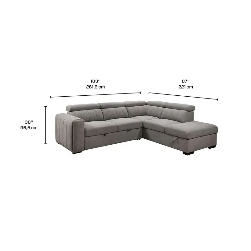 Rosalind Fabric Sleeper Sectional Sofa