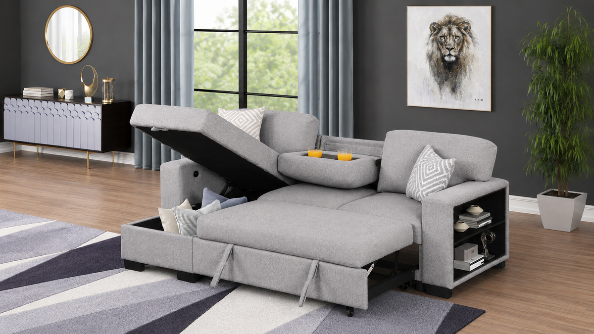 Pintora Fabric Sleeper Sectional Sofa