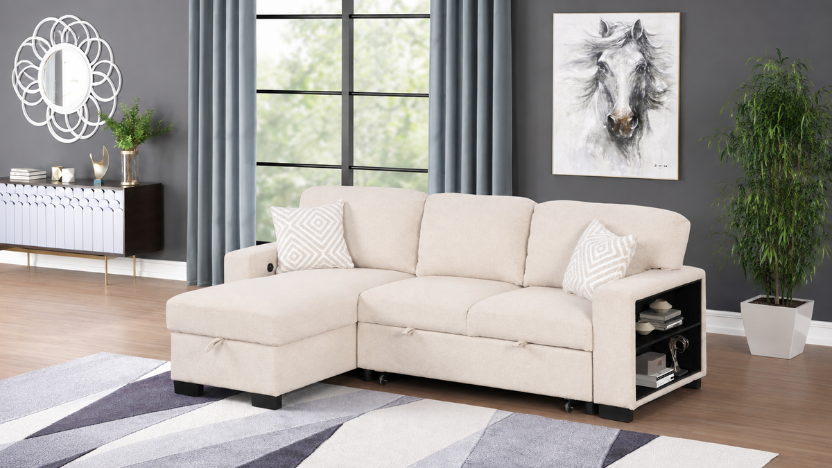Pintora Fabric Sleeper Sectional Sofa