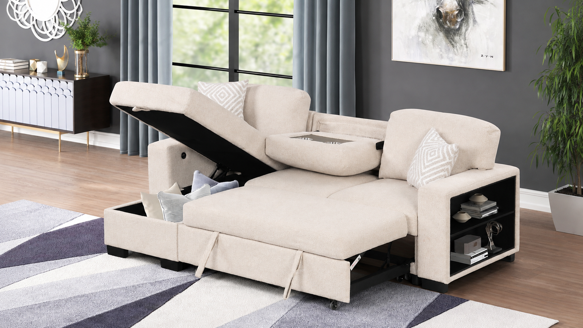 Pintora Fabric Sleeper Sectional Sofa