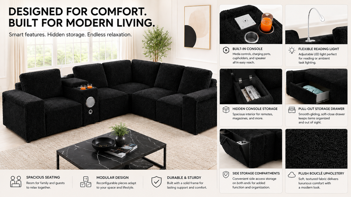 Milford Fabric Sleeper Sectional Sofa