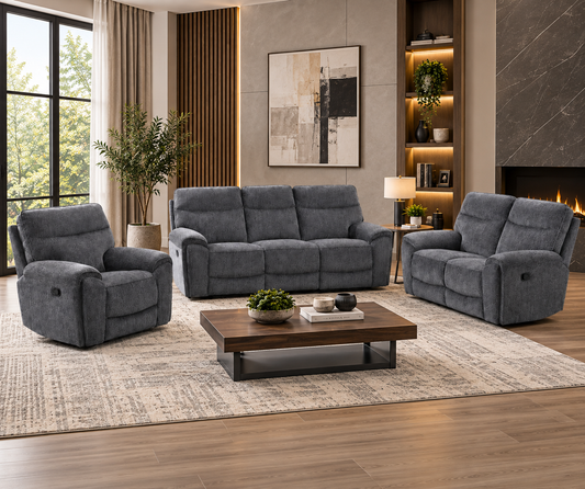 Sheana Fabric Reclining Sofa, Loveseat & Chair Set