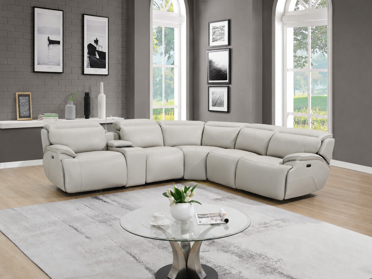 Escala Faux Leather Power Reclining Sectional Sofa