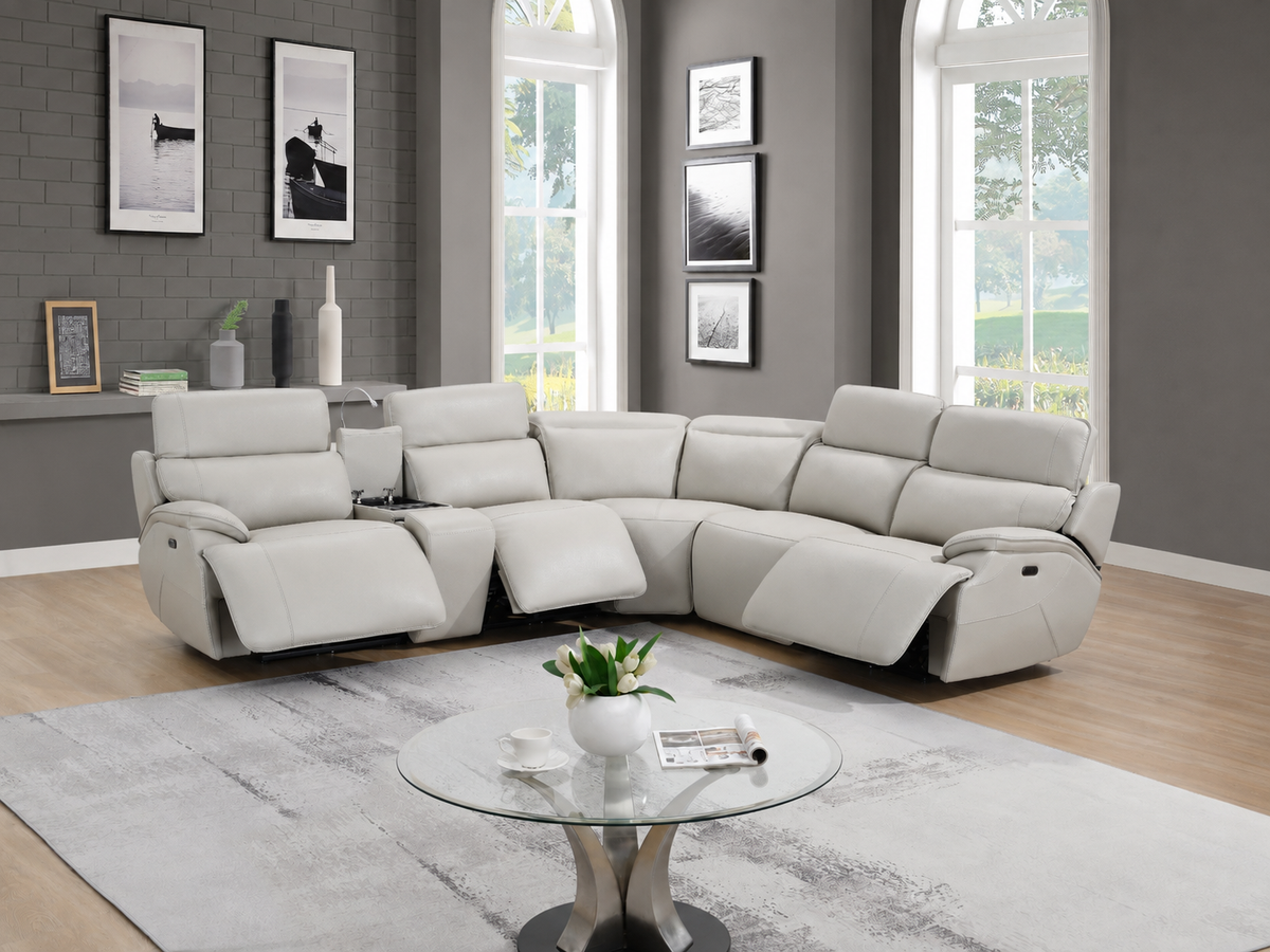 Escala Faux Leather Power Reclining Sectional Sofa