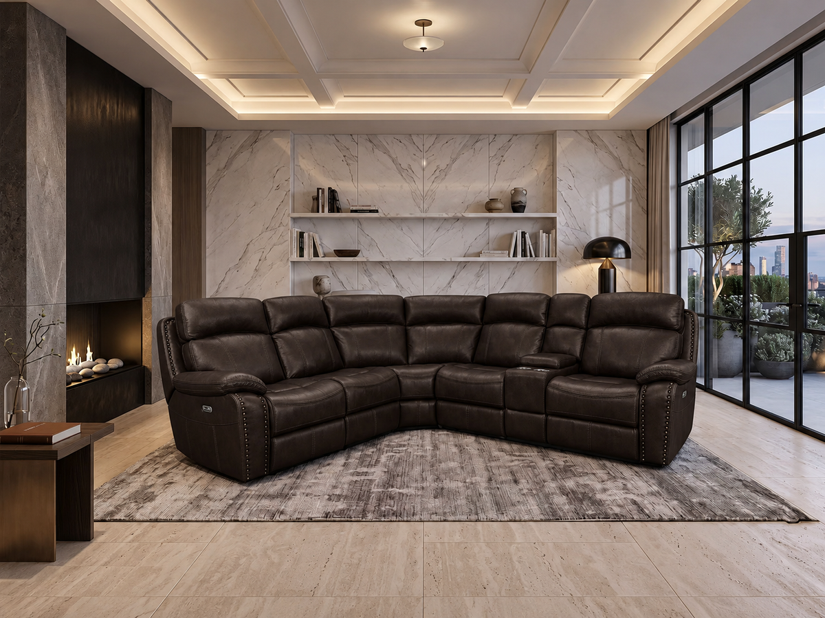 Boomfield Faux Leather Reclining Sectional Sofa