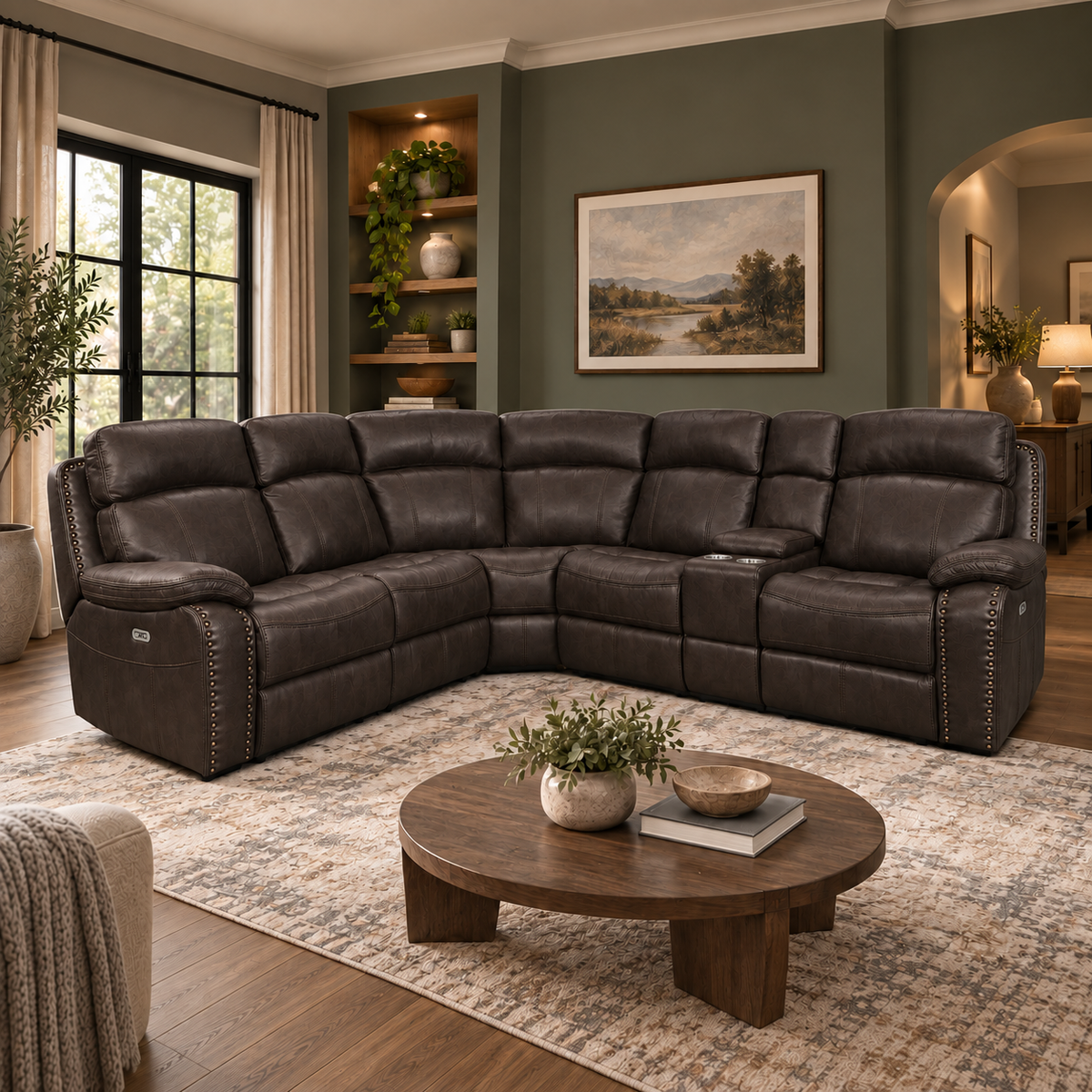 Boomfield Faux Leather Reclining Sectional Sofa