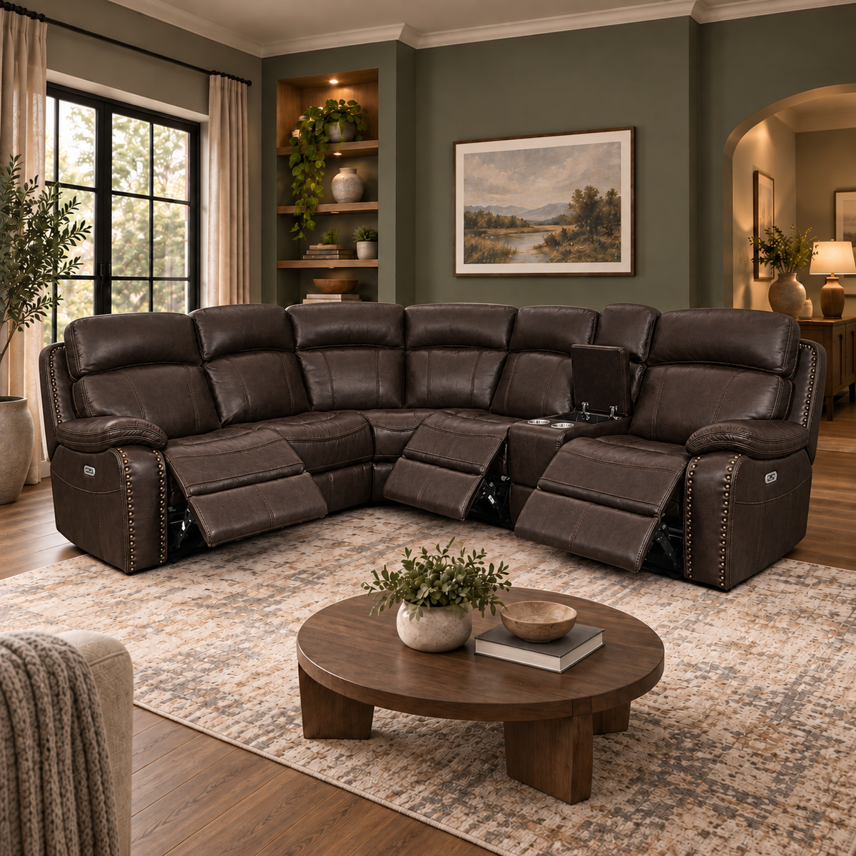 Boomfield Faux Leather Reclining Sectional Sofa
