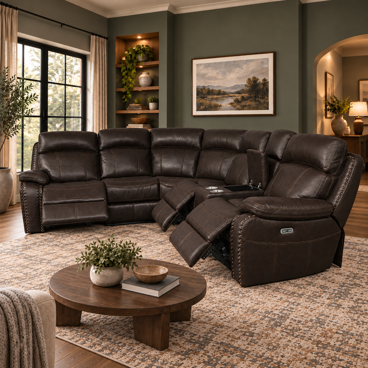 Boomfield Faux Leather Reclining Sectional Sofa