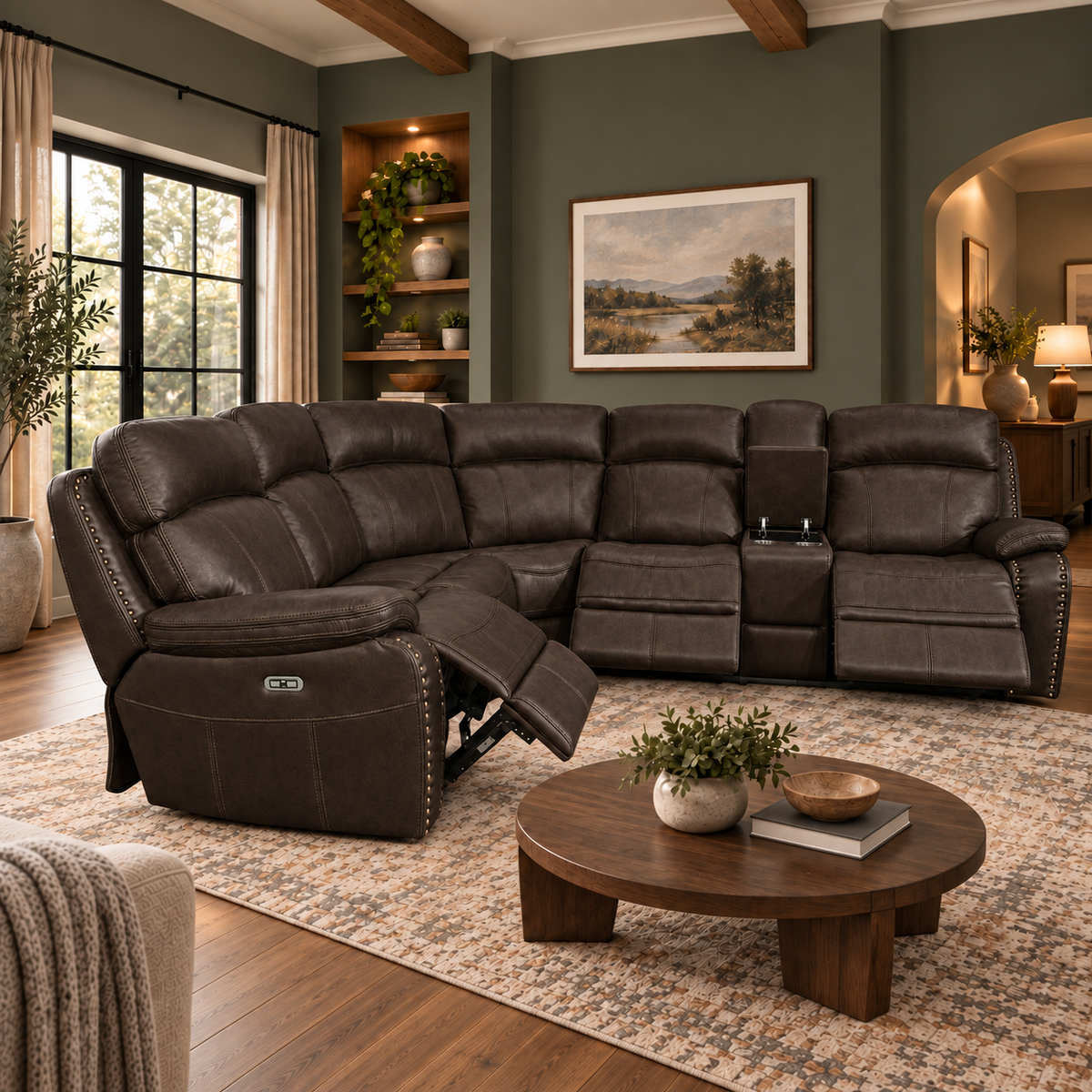 Boomfield Faux Leather Reclining Sectional Sofa