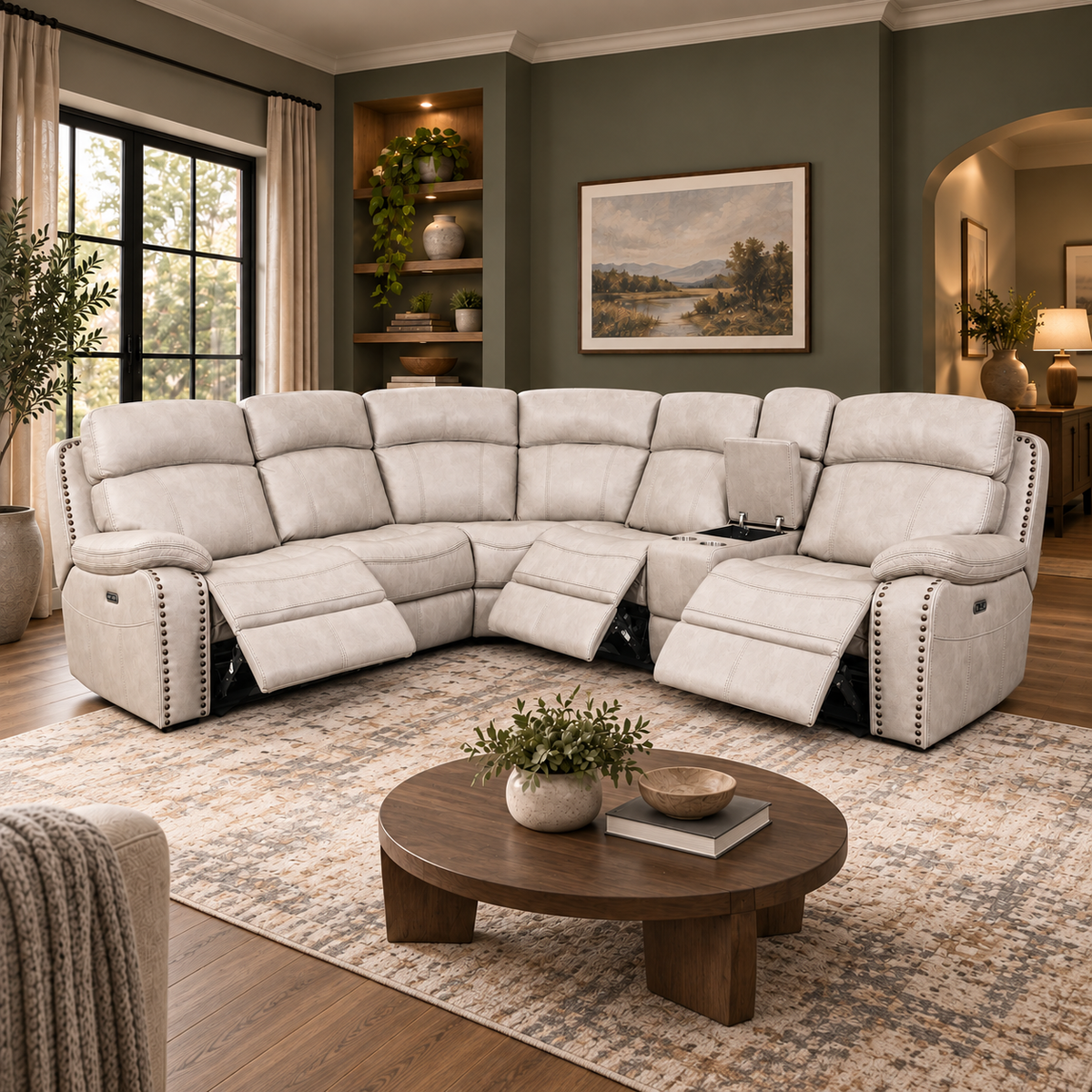Boomfield Faux Leather Reclining Sectional Sofa