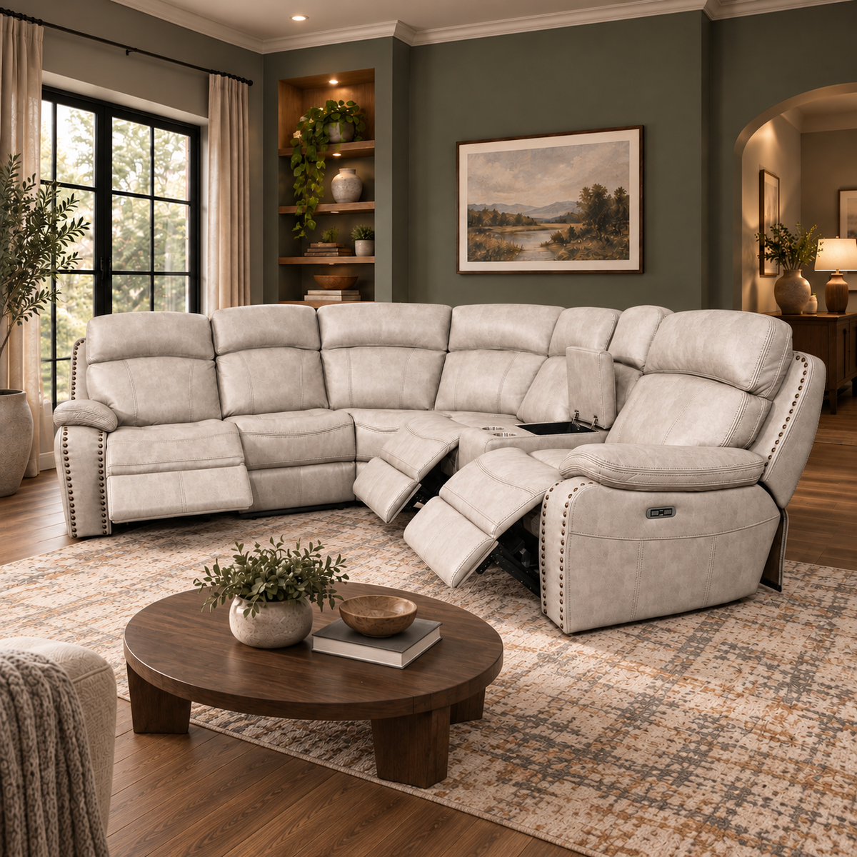 Boomfield Faux Leather Reclining Sectional Sofa