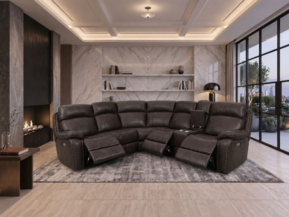 Boomfield Faux Leather Reclining Sectional Sofa