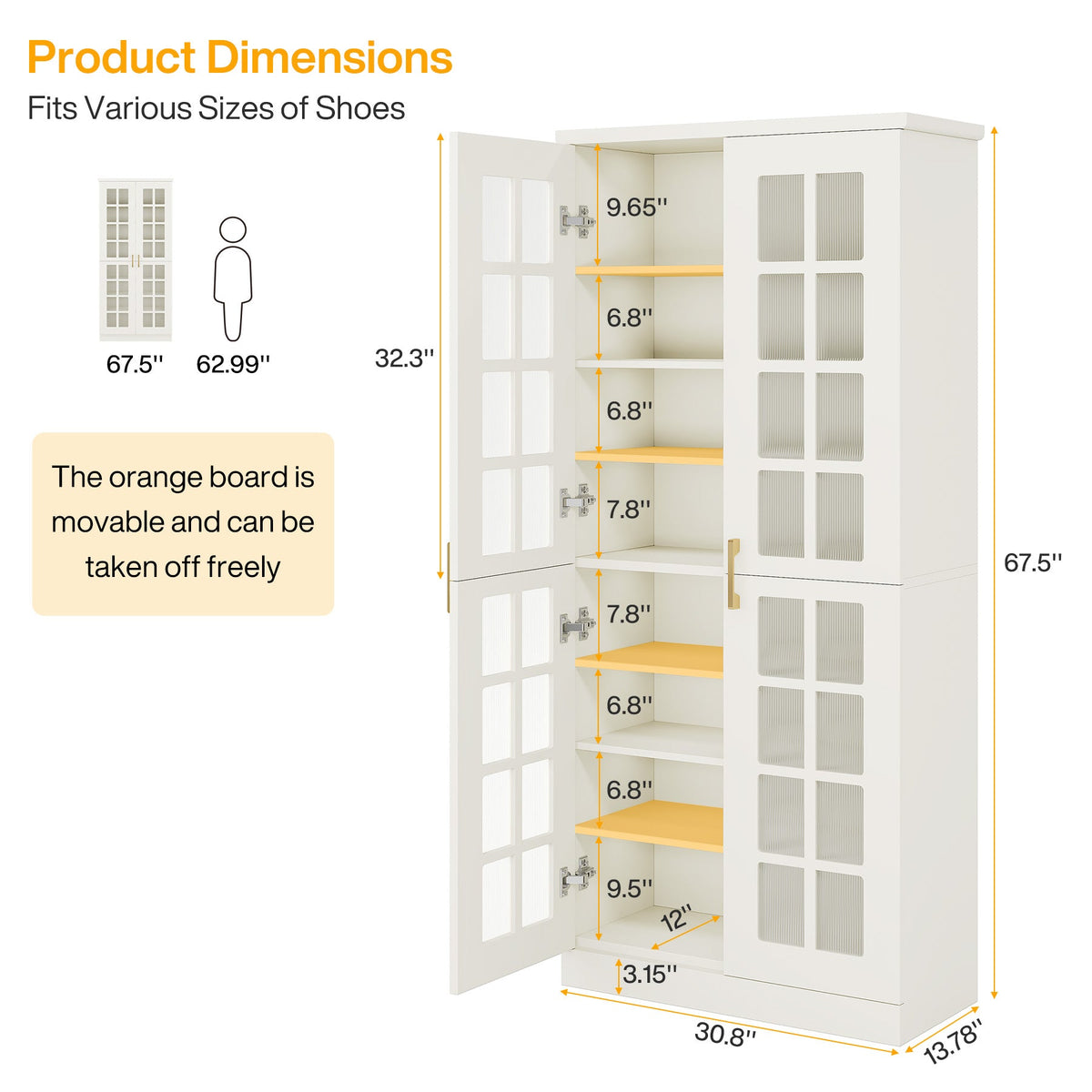 Modern Shoe Cabinet, 8-Tier Shoe Storage Racks With Adjustable Shelves