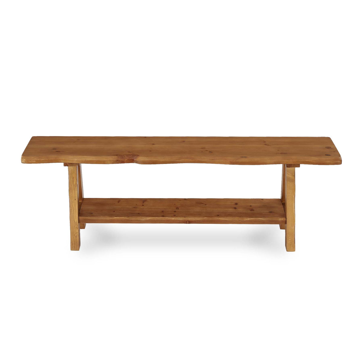 55 Inch Solid Wood Entryway Bench, Farmhouse Live Edge Bench