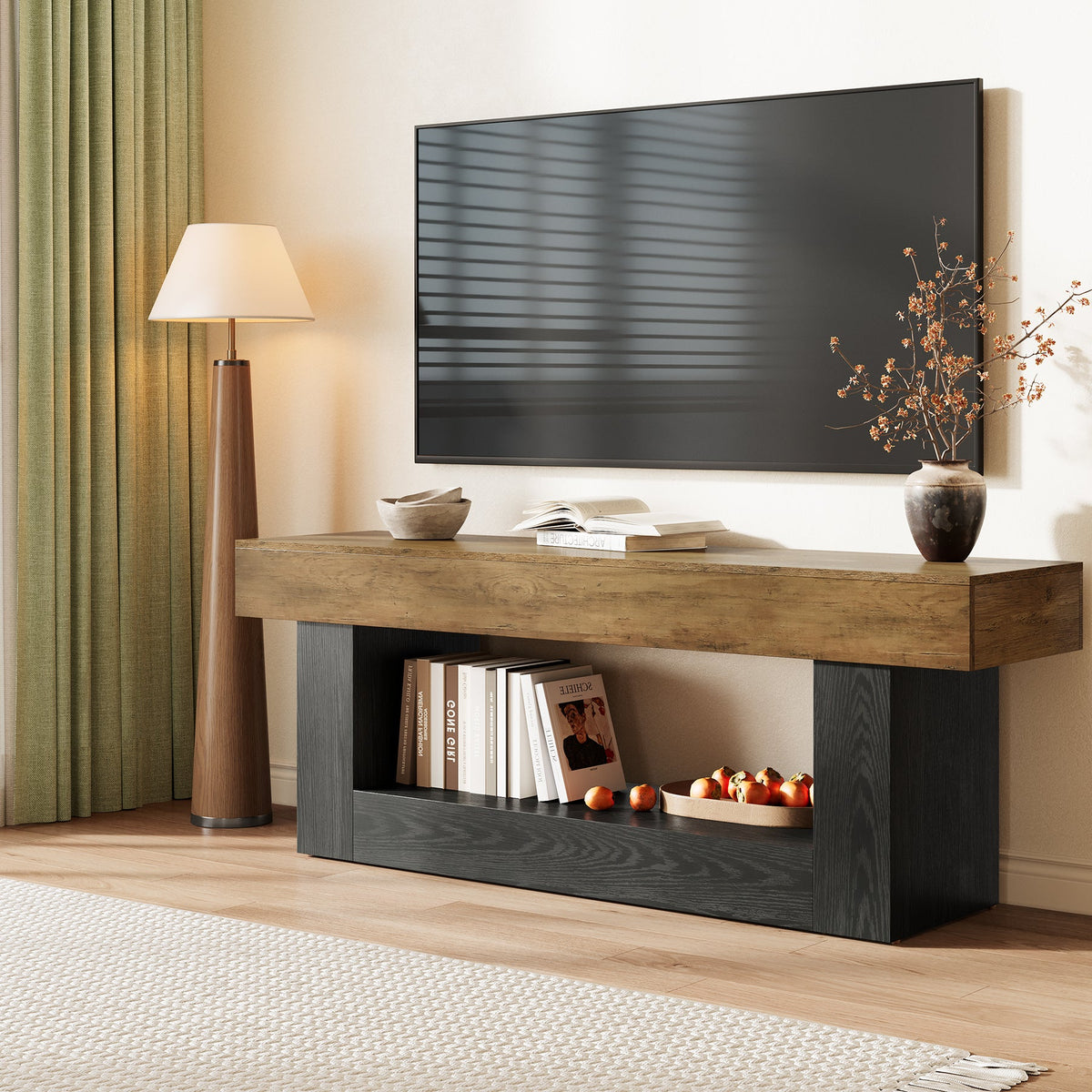 63" TV Stand for TVs Up to 70", Entertainment Center with Open Storage Shelf