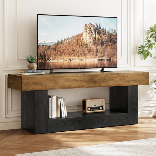 63" TV Stand for TVs Up to 70", Entertainment Center with Open Storage Shelf