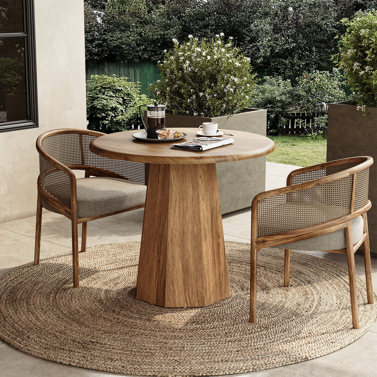 31.5" Round Dining Table for 4, Small Dinner Table with Octagonal Base for Dining Room