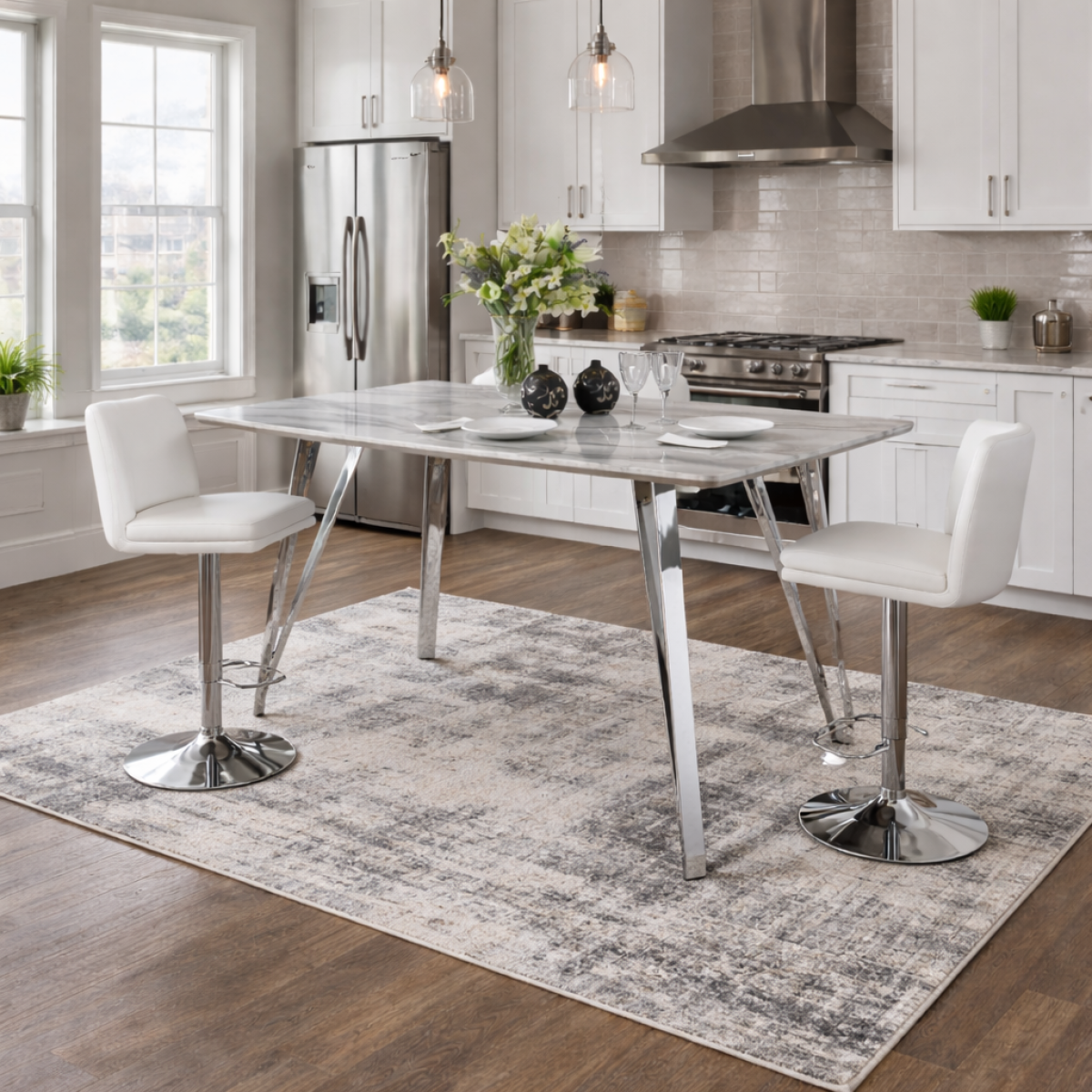Marble Counter Table – Silver