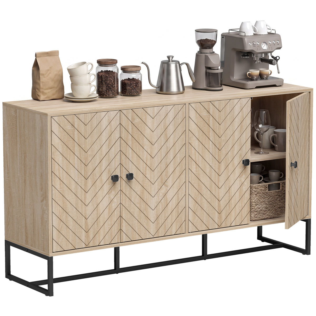 55" Sideboard Buffet with Chevron Doors