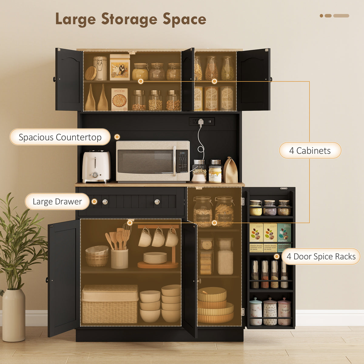Pantry Cabinet with Charging Station – 39"W x 68"H