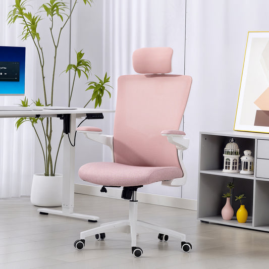 Ergonomic Office Chair, Swivel Desk Chair with Adjustable Lumbar Support, Pink
