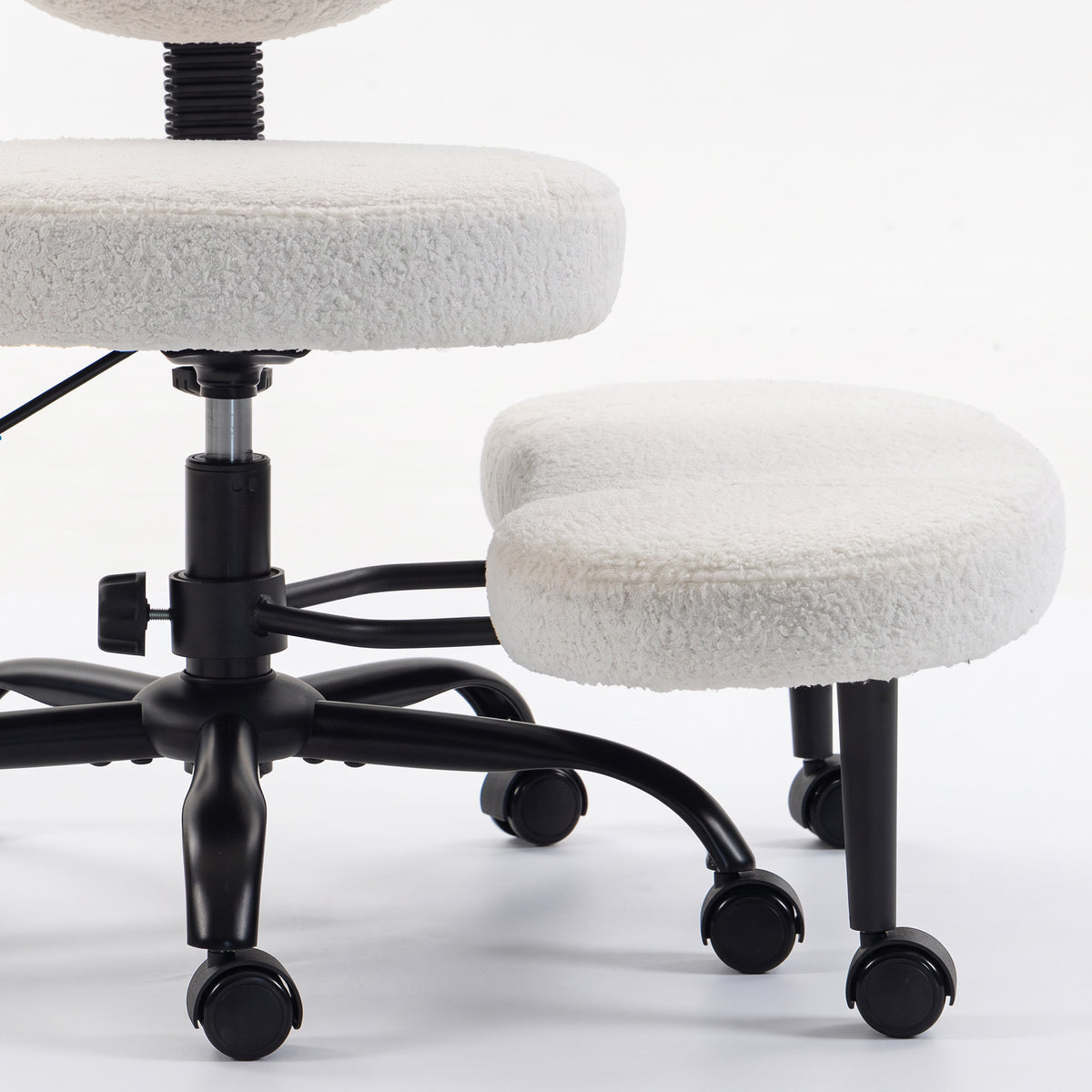 Ergonomic Cross Legged Office Chair with Removable Footrest, Cream