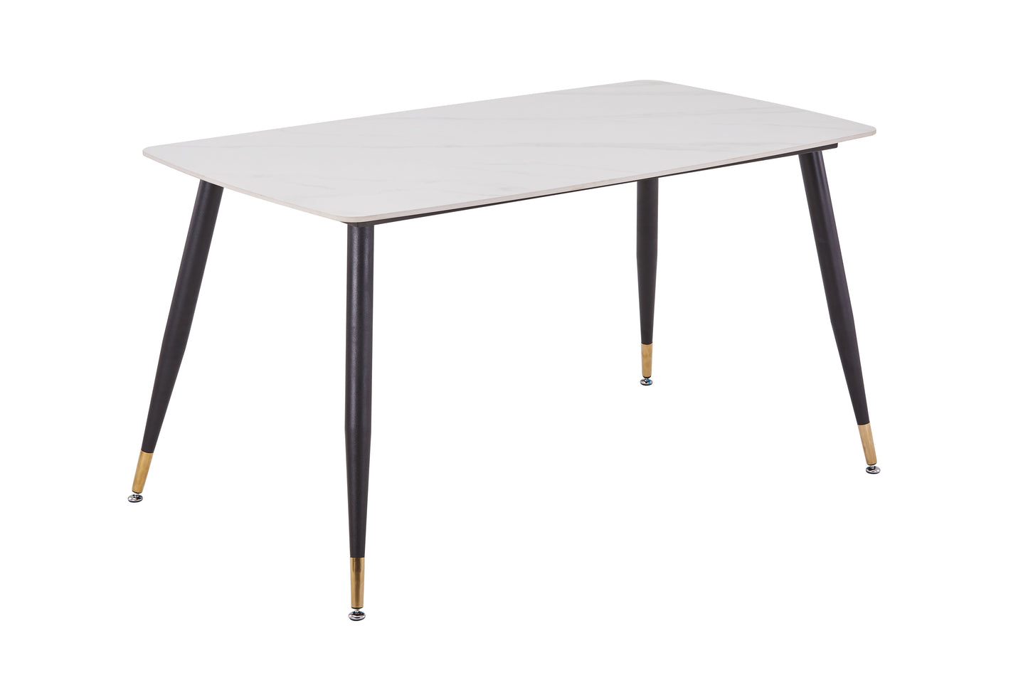 Warren 55" Dining Table Gloss Sintered Stone Top With Metal Legs- White