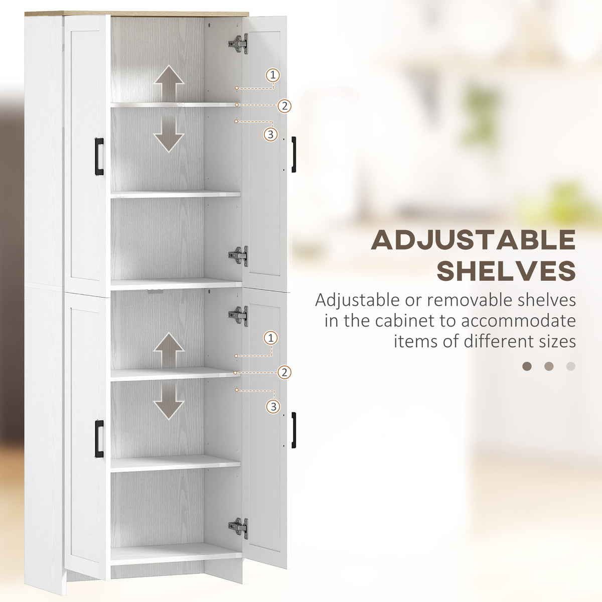 4-Door Kitchen Pantry Cabinet with Adjustable Shelves – 24"W x 67"H