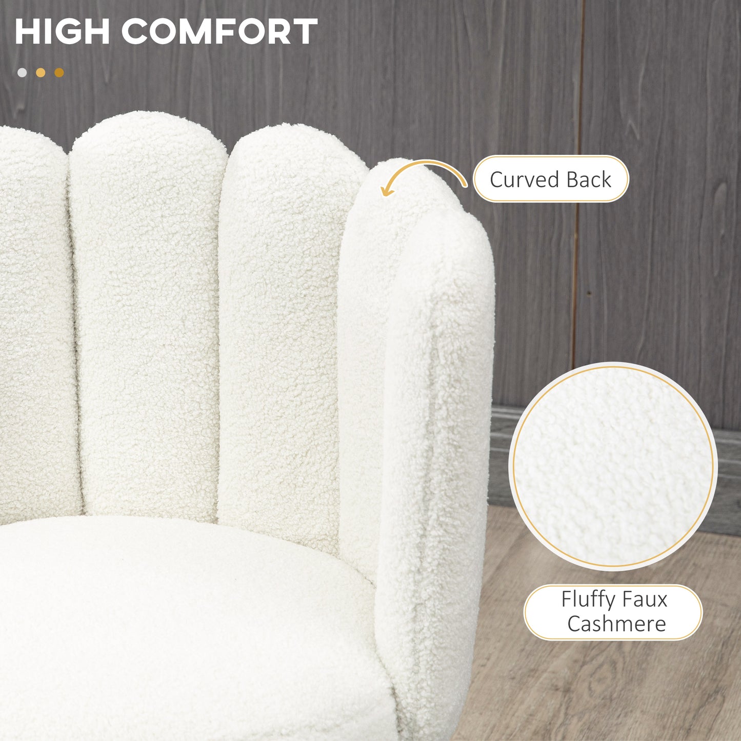 Luxurious Cream Faux Cashmere Counter Height Bar Stools Set of 2