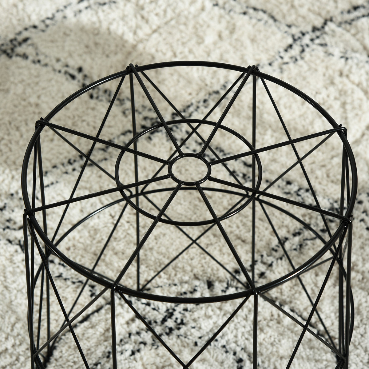 Round Nesting Coffee Tables Set of 3 with Basket Storage – Black