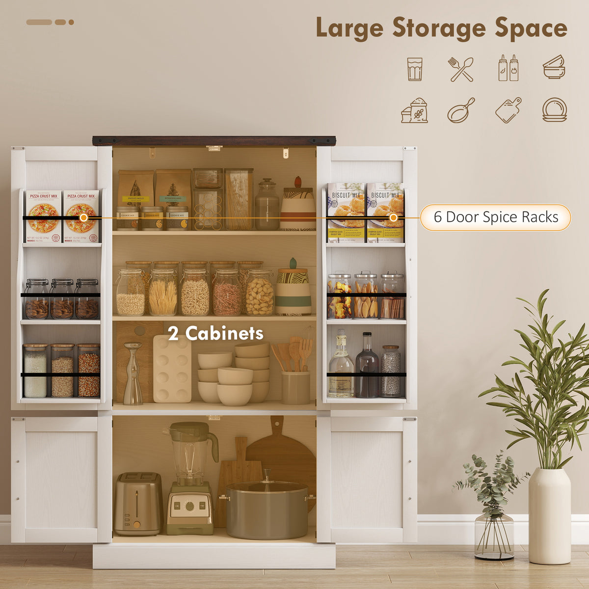 Kitchen Storage Cabinet with Adjustable Shelves – 30"W x 54"H