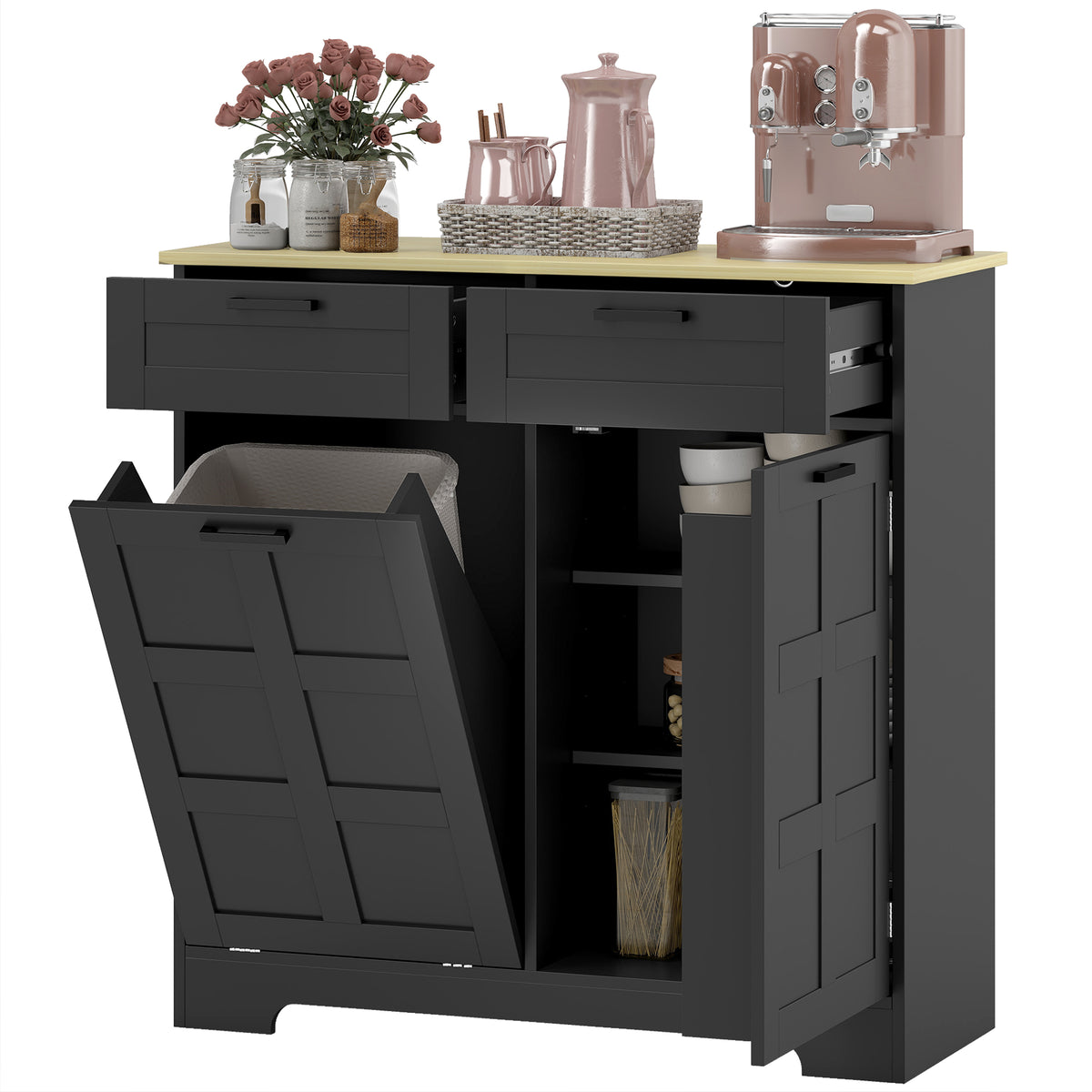 Kitchen Island with Trash Cabinet – 39"W x 36"H