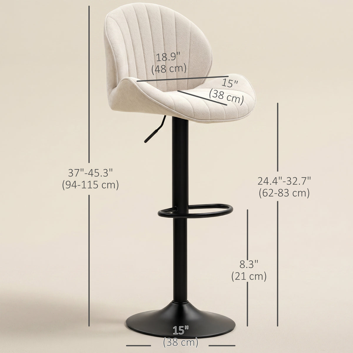 Chenille Shell-Back Swivel Bar Stools, Adjustable Height, Set of 2