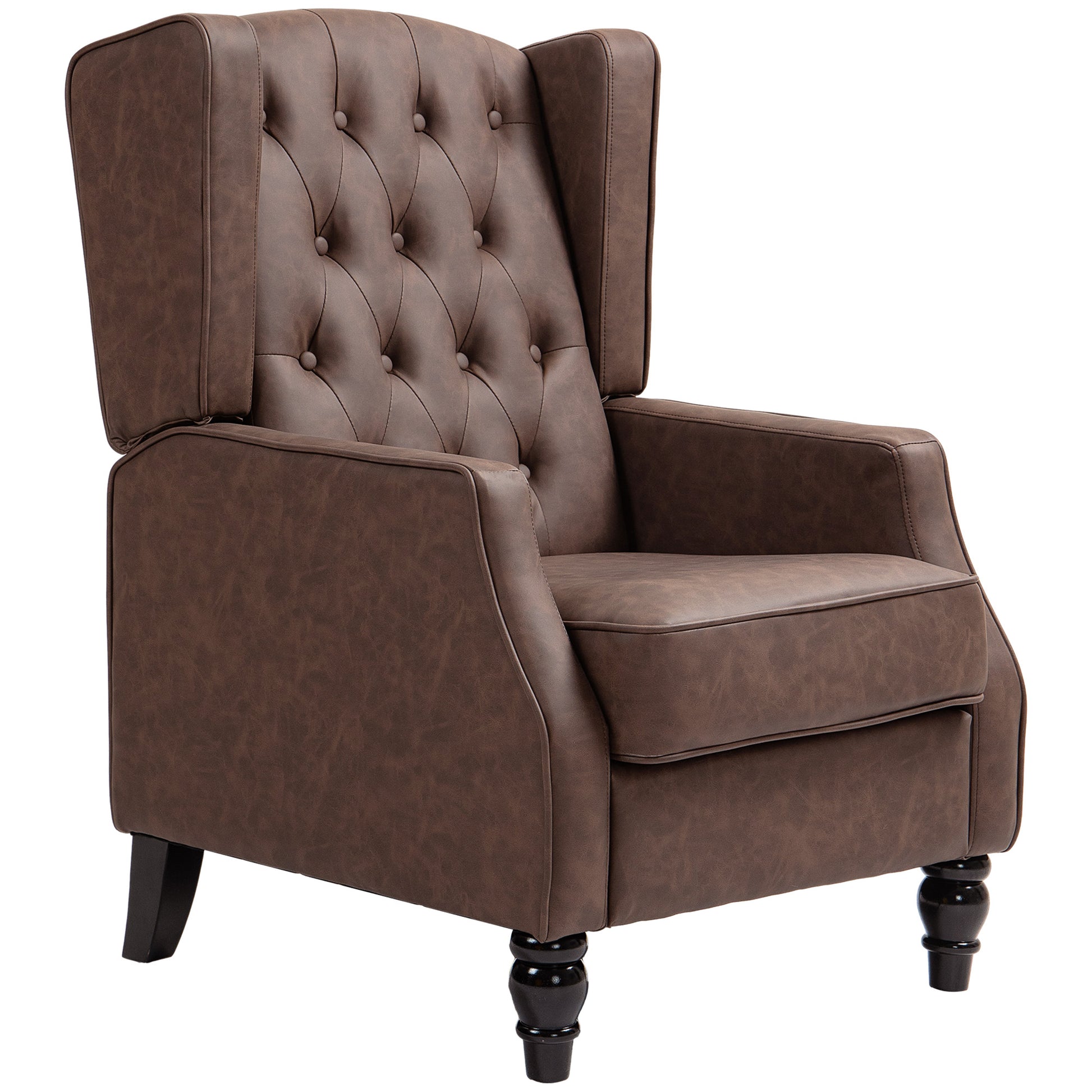 HOMCOM Modern Faux Leather Accent Armchair with Thick Padding, Brown
