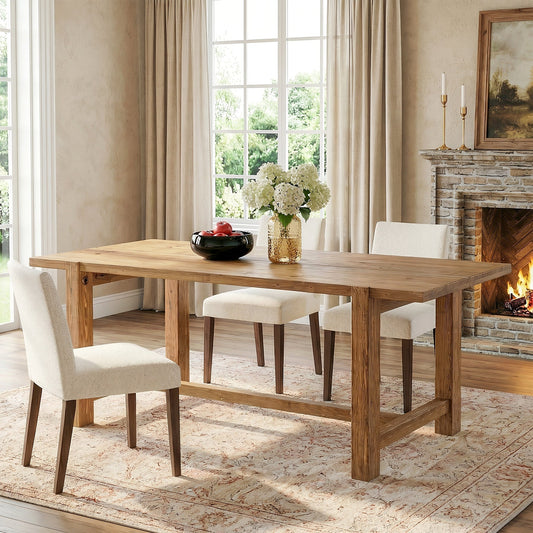 63" Solid Wood Dining Table, Rectangular Kitchen Table for Dining Room 4-6 People