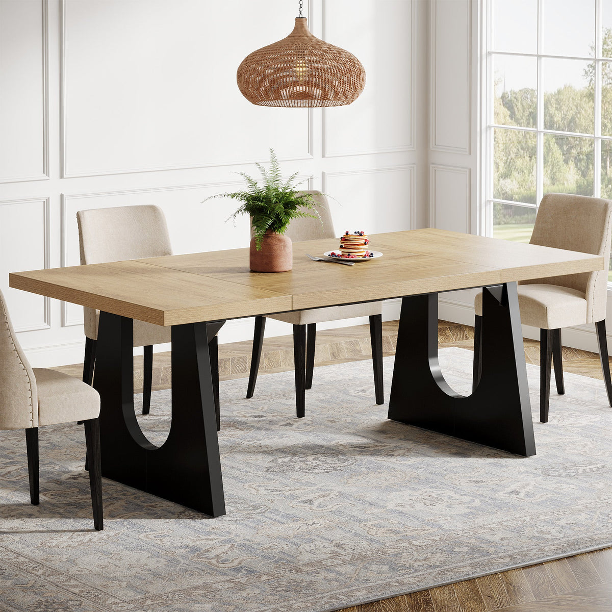 Large Dining Table, 70" Rectangular Kitchen Table for 6-8 People