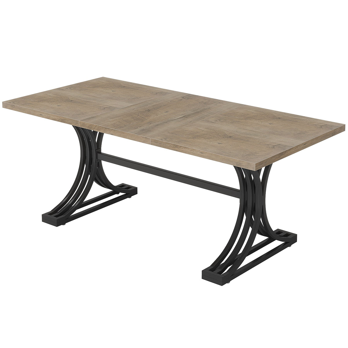 63" Rectangular Dining Table, Modern Kitchen Table with Metal Legs for 4 to 6