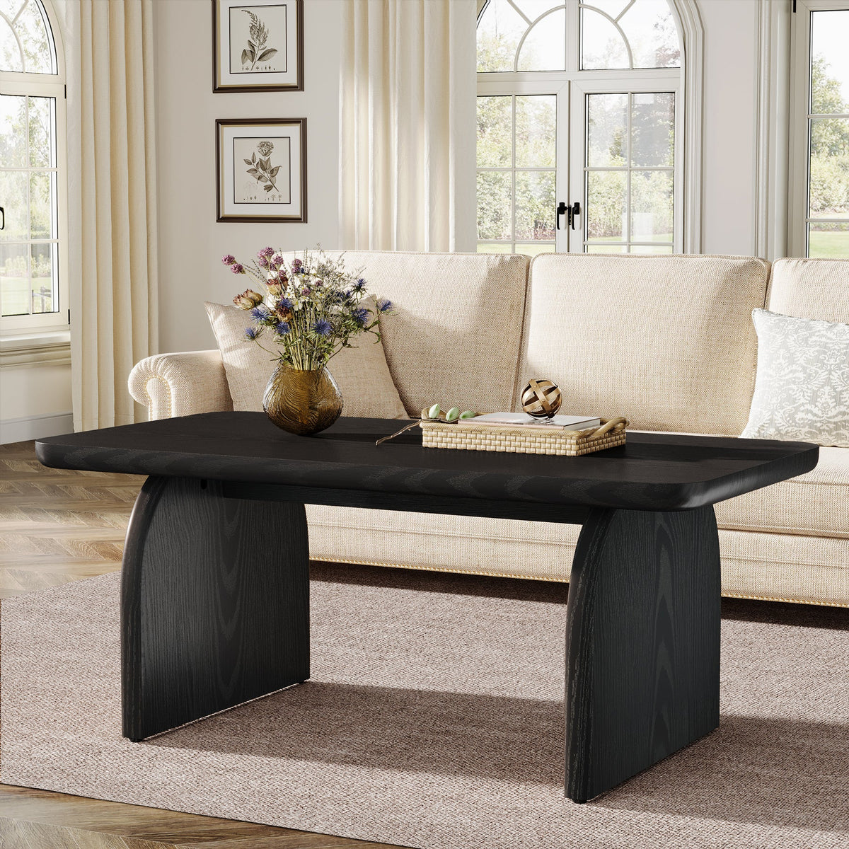 47" Coffee Table, Farmhouse Center Table Low Cocktail Tea Table