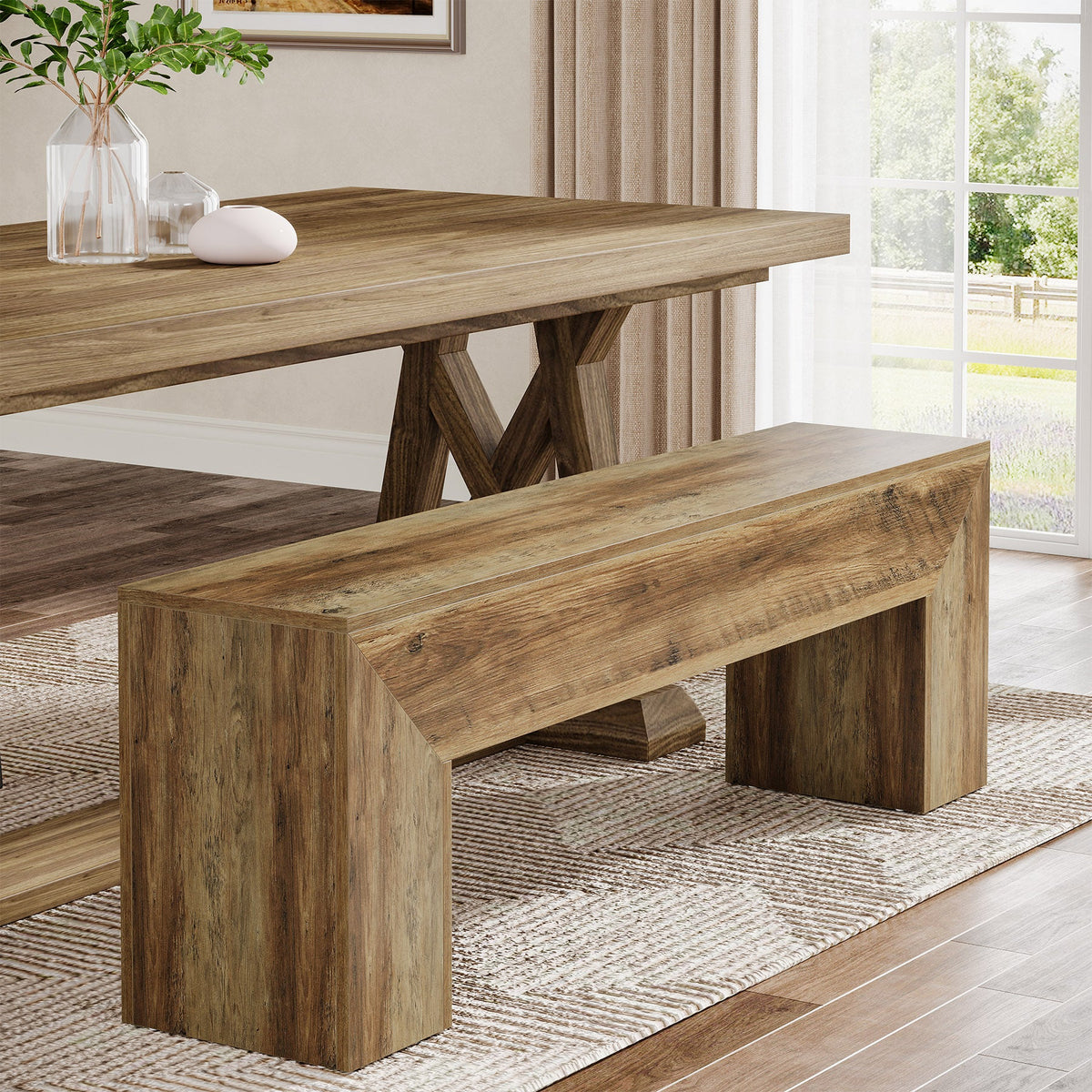 47" Entryway Bench, Farmhouse Dining Bench End of Bed Bench
