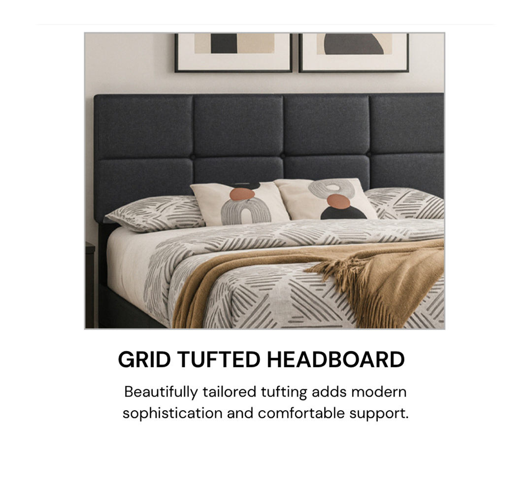 Titus T2102 Modern Linen Upholstered Platform Bed Frame