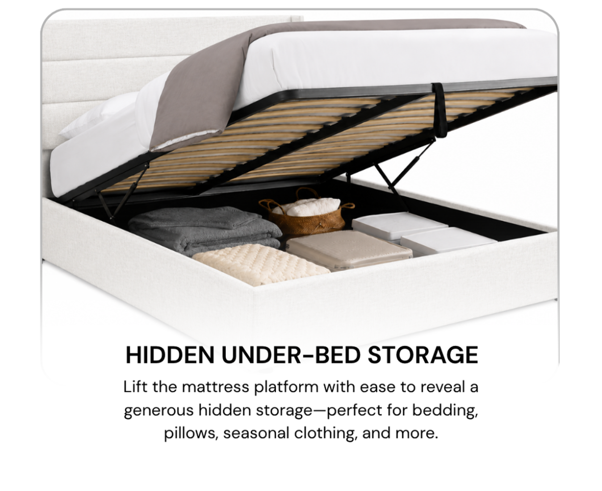 Titus T2160 Modern Tufted Linen Storage Platform Bed Frame